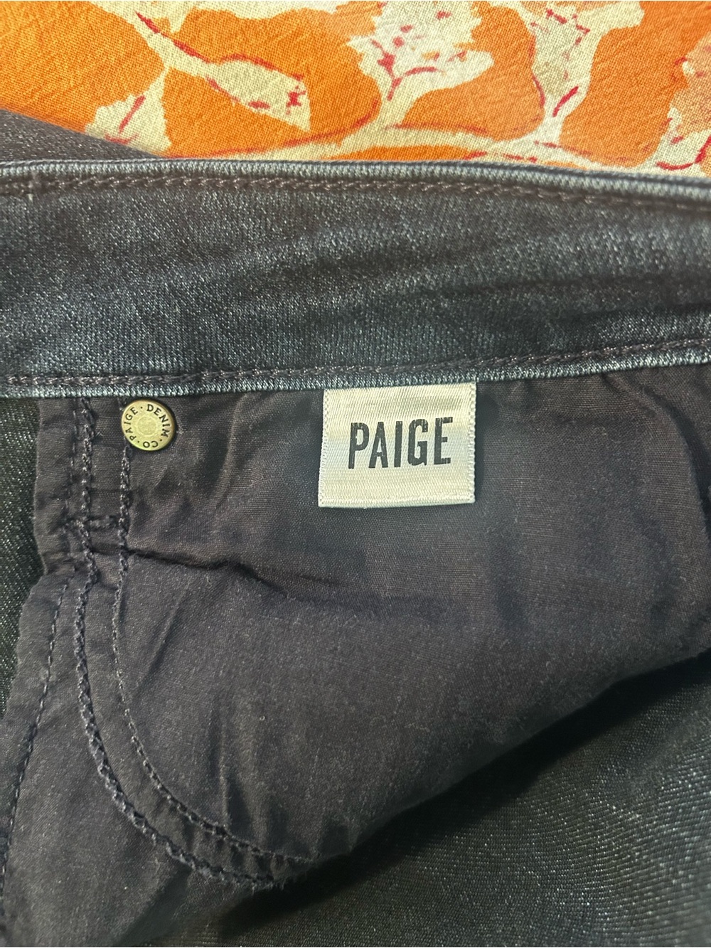 PAIGE Straight Leg Jeans in Dark Blue - Picture 5 of 6